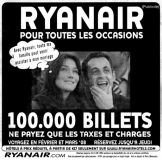 Ryanair : assigné en référé pour sa publicité avec Nicolas Sarkozy et Carla Bruni